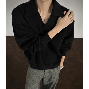 Long sleeve t Shirt men 2025 Arrival Men Polo Shirt Solid Color Casual Relaxed Fit Collar Tops Autumn Fall Fashion Mens Clothing